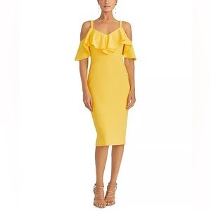 Rachel Rachel Roy Yellow Off Shoulder V-Neck Dress